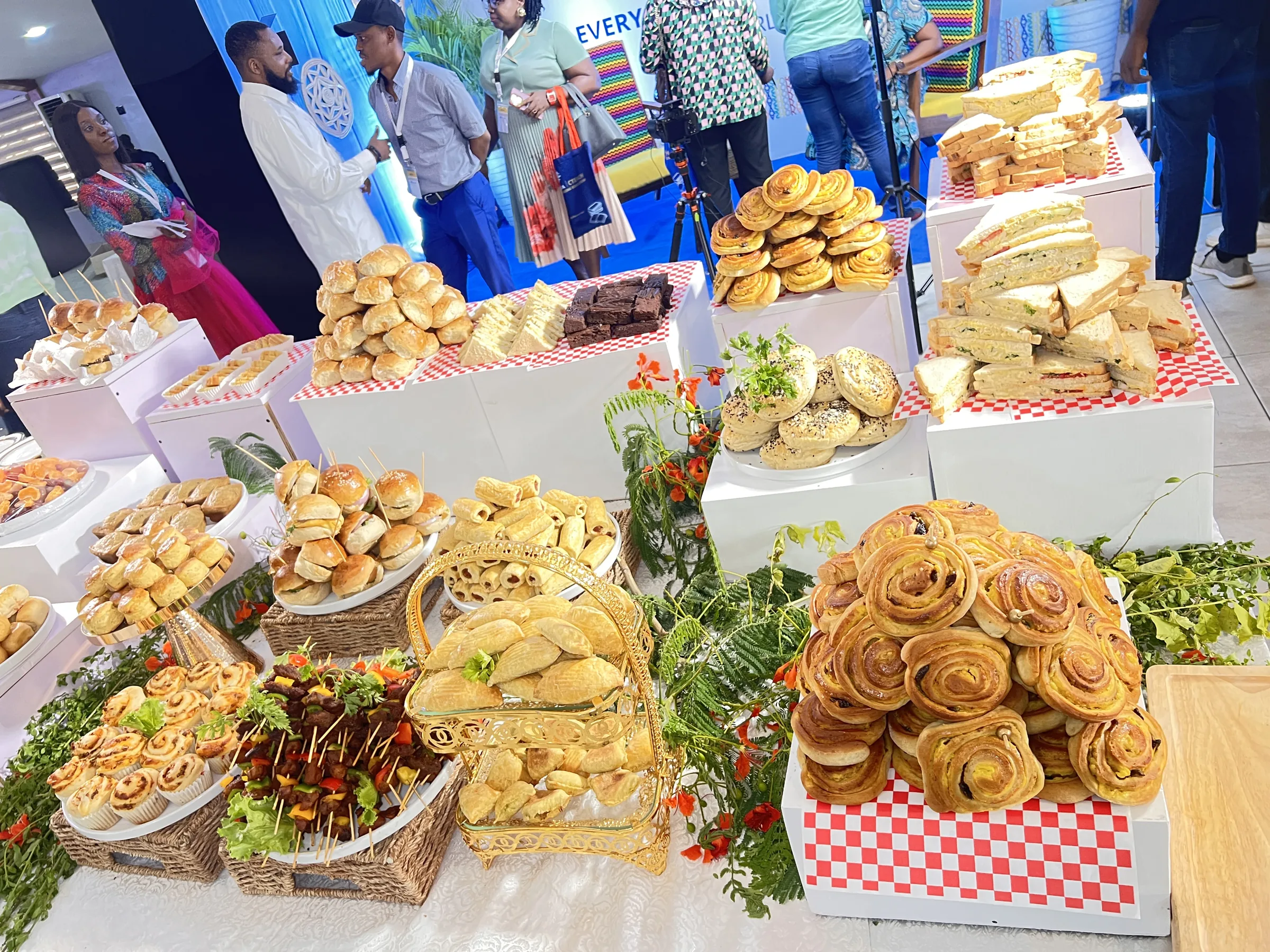 Cabbilicious Foods pastry and finger-food spread at a corporate event